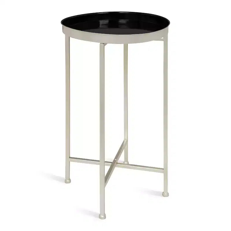 Table d'appoint pliante ronde en métal avec plateau - Noir et or, 35,5 cm