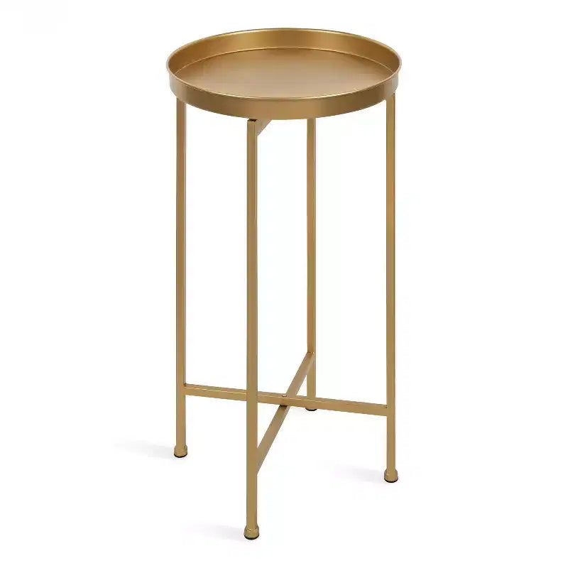 Table d'appoint pliante ronde en métal avec plateau - Noir et or, 35,5 cm