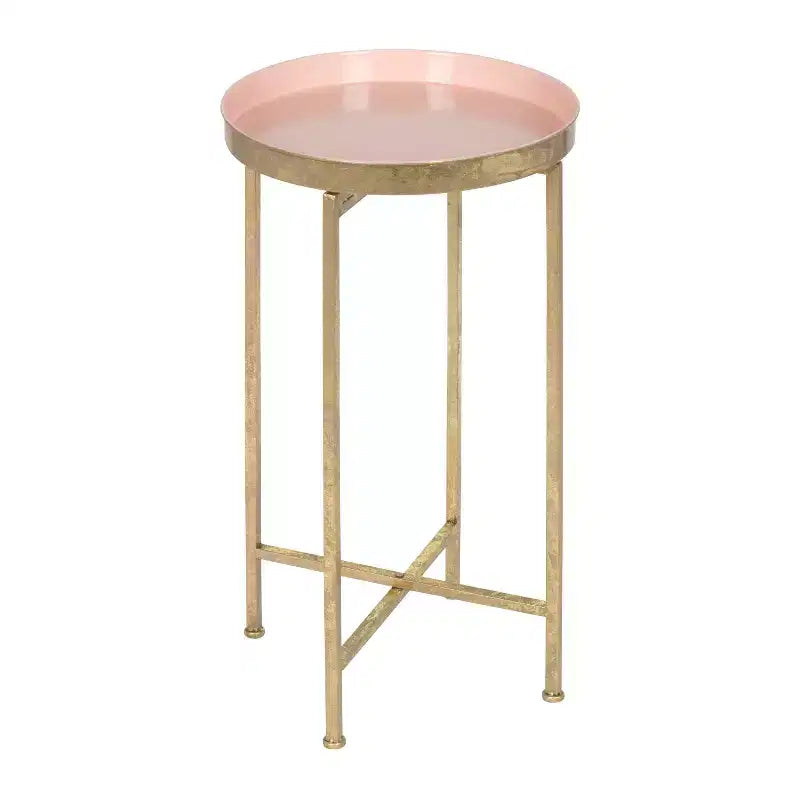 Table d'appoint pliante ronde en métal avec plateau - Noir et or, 35,5 cm