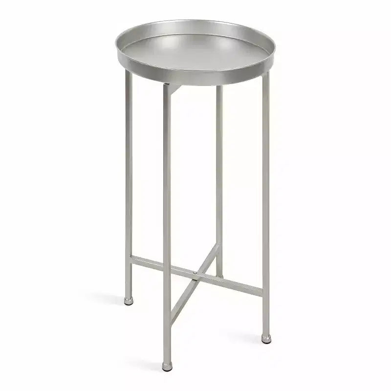 Table d'appoint pliante ronde en métal avec plateau - Noir et or, 35,5 cm