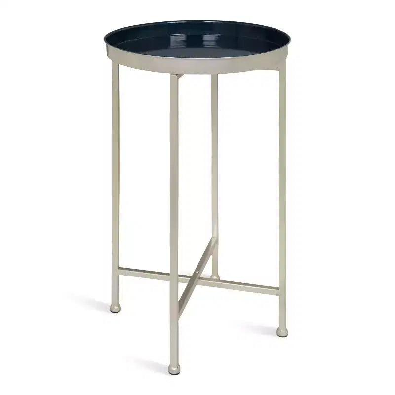 Table d'appoint pliante ronde en métal avec plateau - Noir et or, 35,5 cm