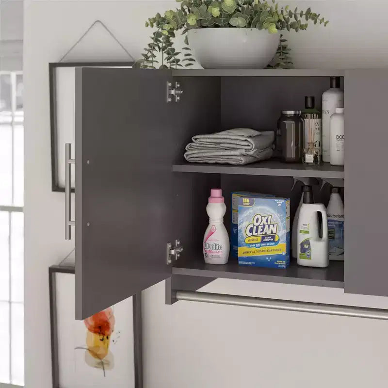 Armoire murale 3 portes avec tringle de suspension et étagères réglables - Rangement en MDF