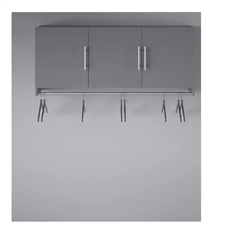 Armoire murale 3 portes avec tringle de suspension et étagères réglables - Rangement en MDF
