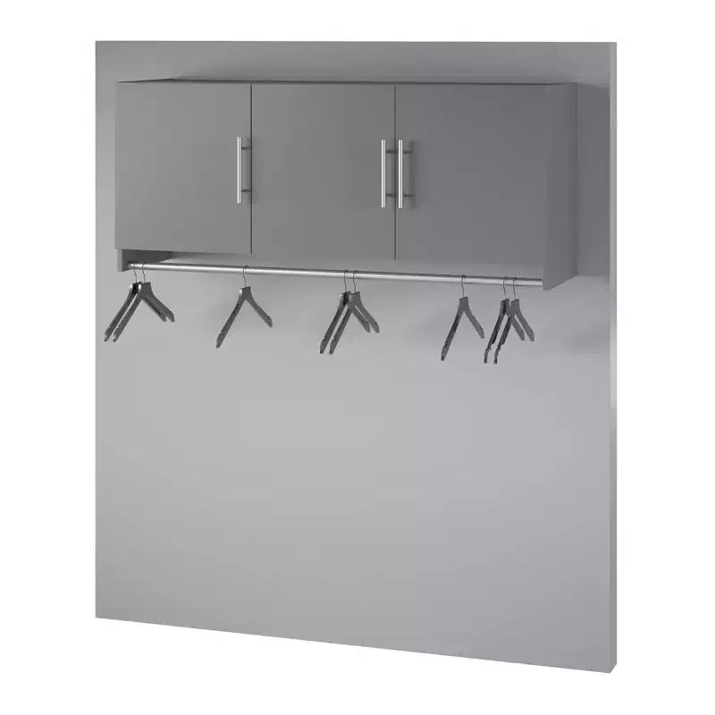 Armoire murale 3 portes avec tringle de suspension et étagères réglables - Rangement en MDF