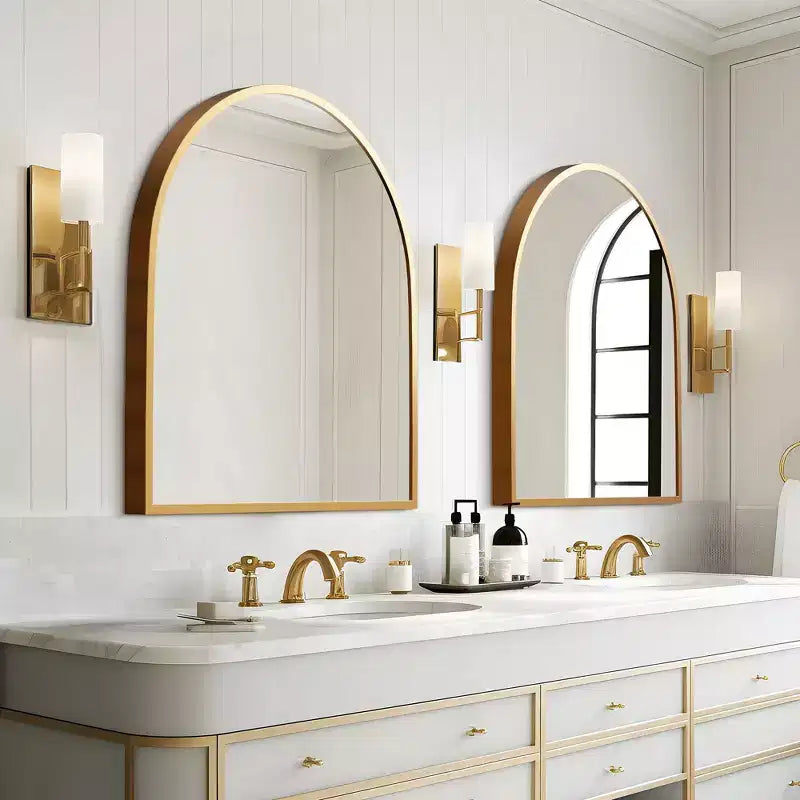 Miroir Mural Cintrée en Métal - Miroir de Salle de Bain, 28x30 Pouces