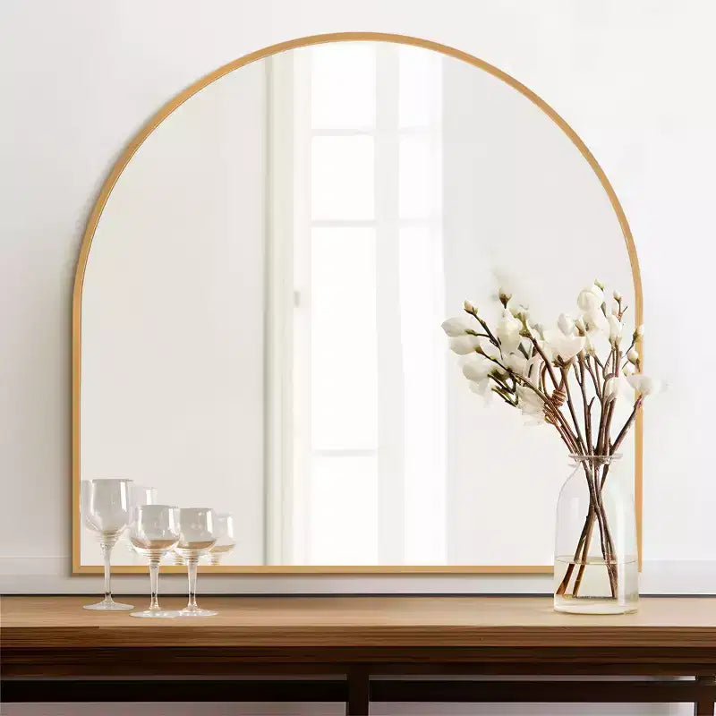 Miroir Mural Cintrée en Métal - Miroir de Salle de Bain, 28x30 Pouces