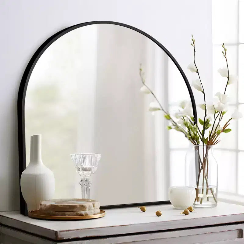 Miroir Mural Cintrée en Métal - Miroir de Salle de Bain, 28x30 Pouces
