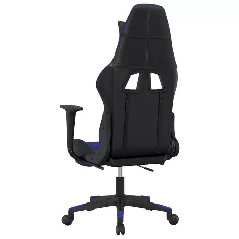 Chaise de gaming réglable avec repose-pieds, fonction massage et assise en similicuir - Noir et bleu