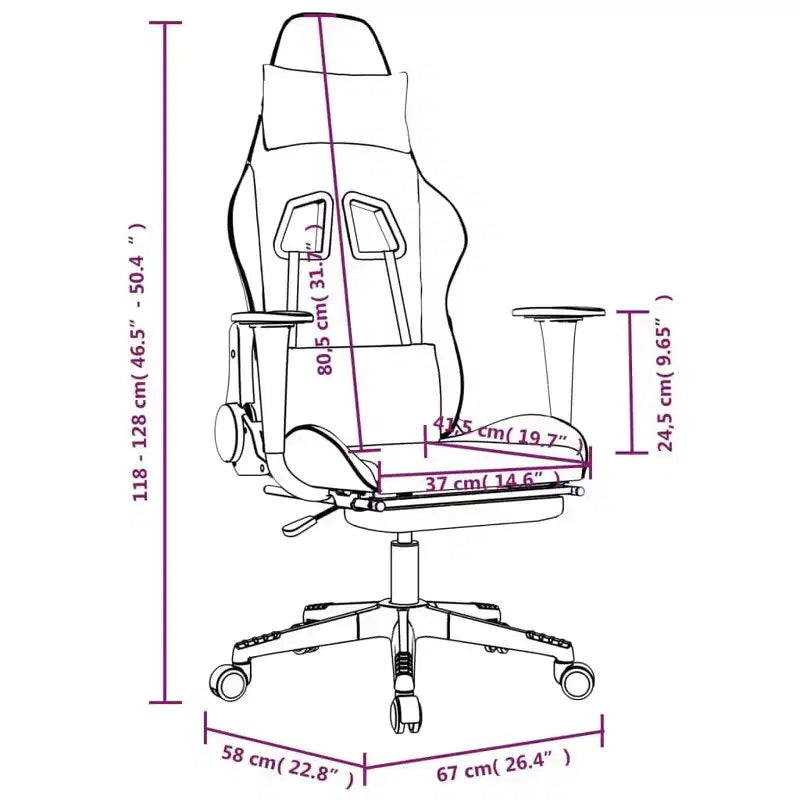 Chaise de gaming réglable avec repose-pieds, fonction massage et assise en similicuir - Noir et bleu
